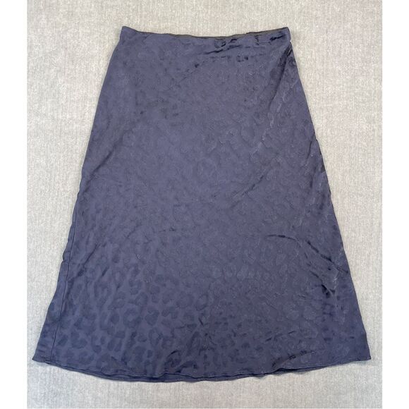 Minimalist Leopard Jacquard A Line Skirt Express Women M Navy Blue High Rise - Picture 1 of 8